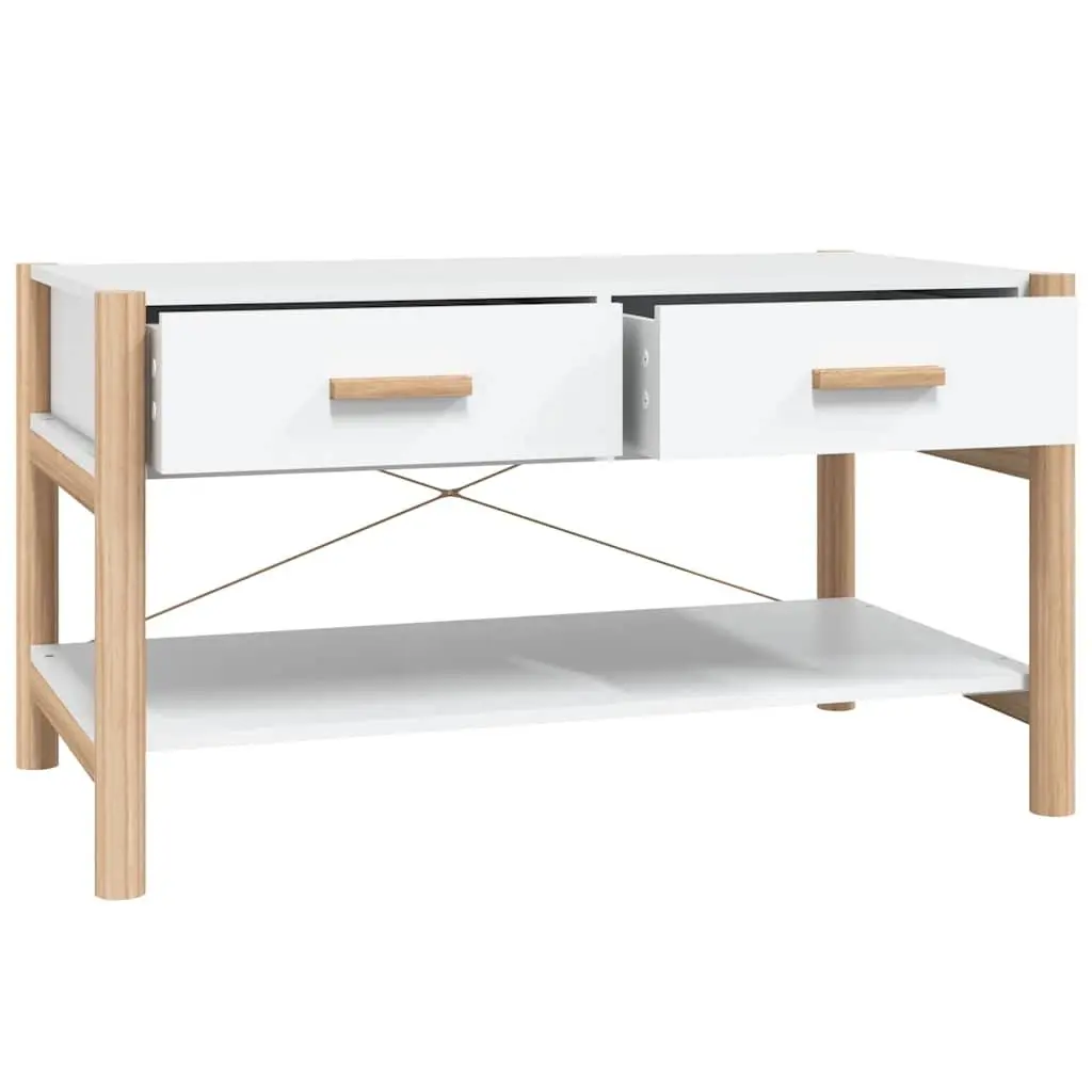 White Engineered Wood Coffee Table with Storage
