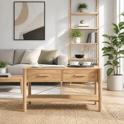 Brown Engineered Wood Coffee Table with Storage