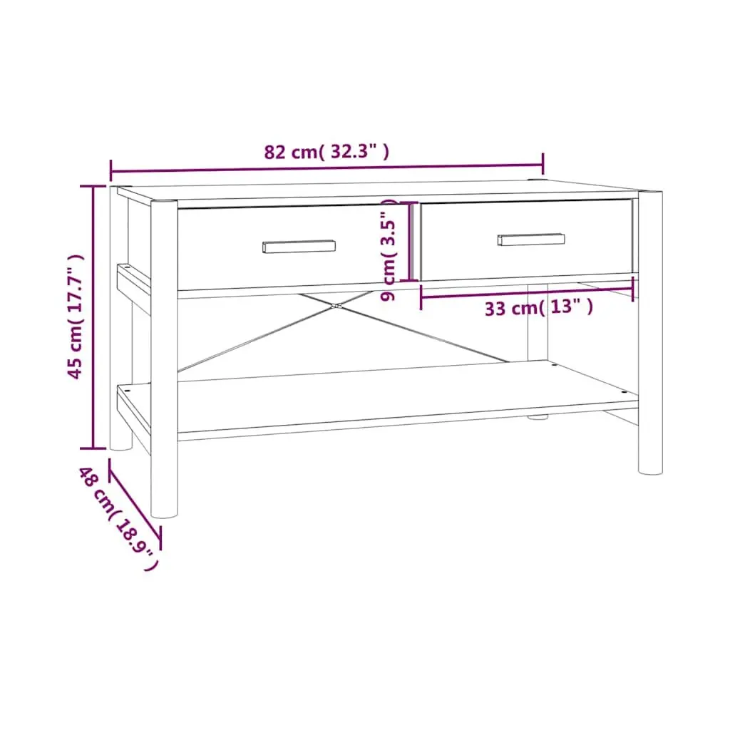 Brown Engineered Wood Coffee Table with Storage
