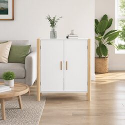Stylish White Sideboard Cabinet with Solid Wood Legs