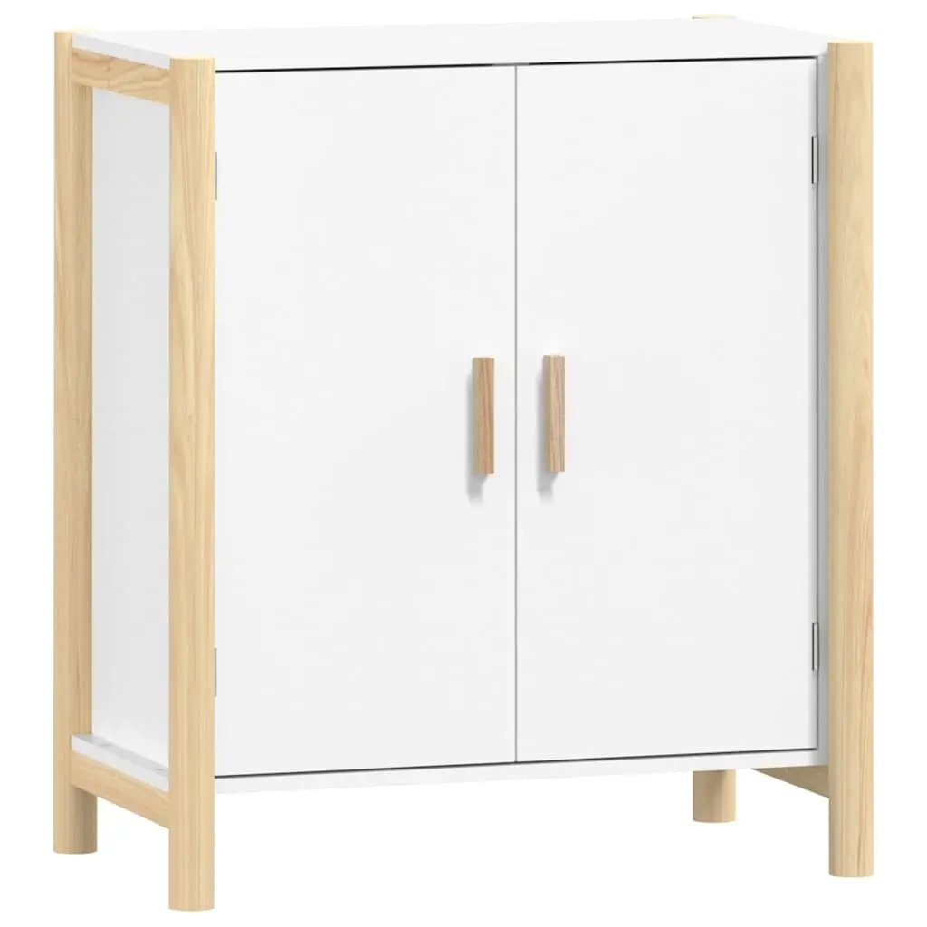 White Sideboard Cabinet with Solid Wood Legs