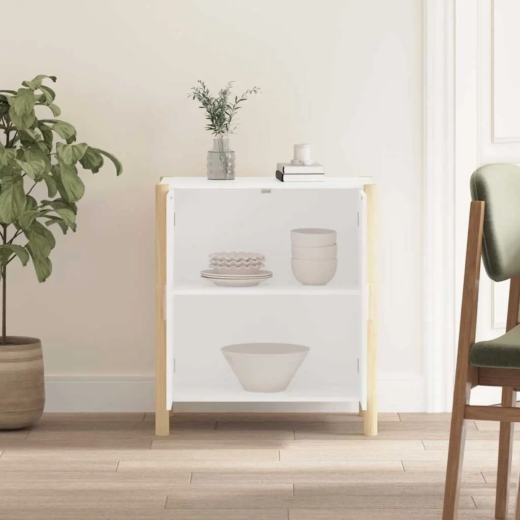 White Sideboard Cabinet with Solid Wood Legs
