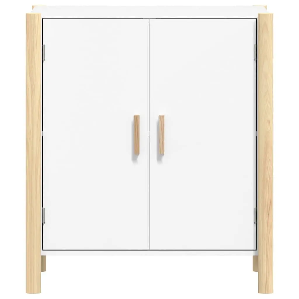 White Sideboard Cabinet with Solid Wood Legs