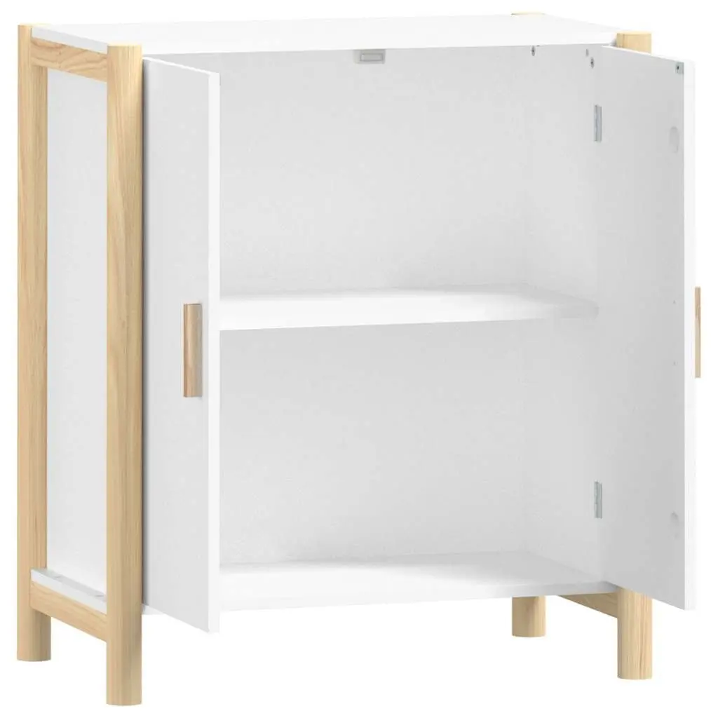 White Sideboard Cabinet with Solid Wood Legs