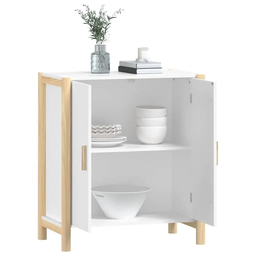 White Sideboard Cabinet with Solid Wood Legs