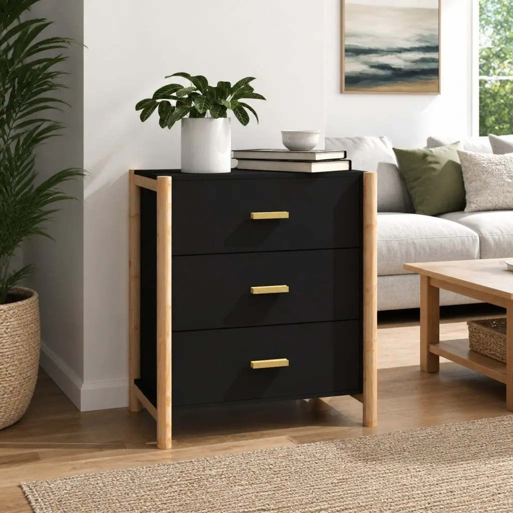 Black Sideboard with Storage 62x38x70 cm