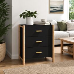 Sturdy Black Sideboard with Storage 62x38x70 cm