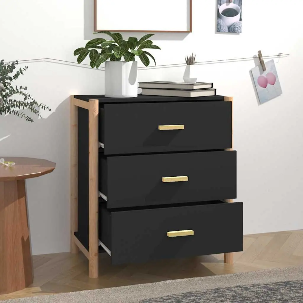 Black Sideboard with Storage 62x38x70 cm