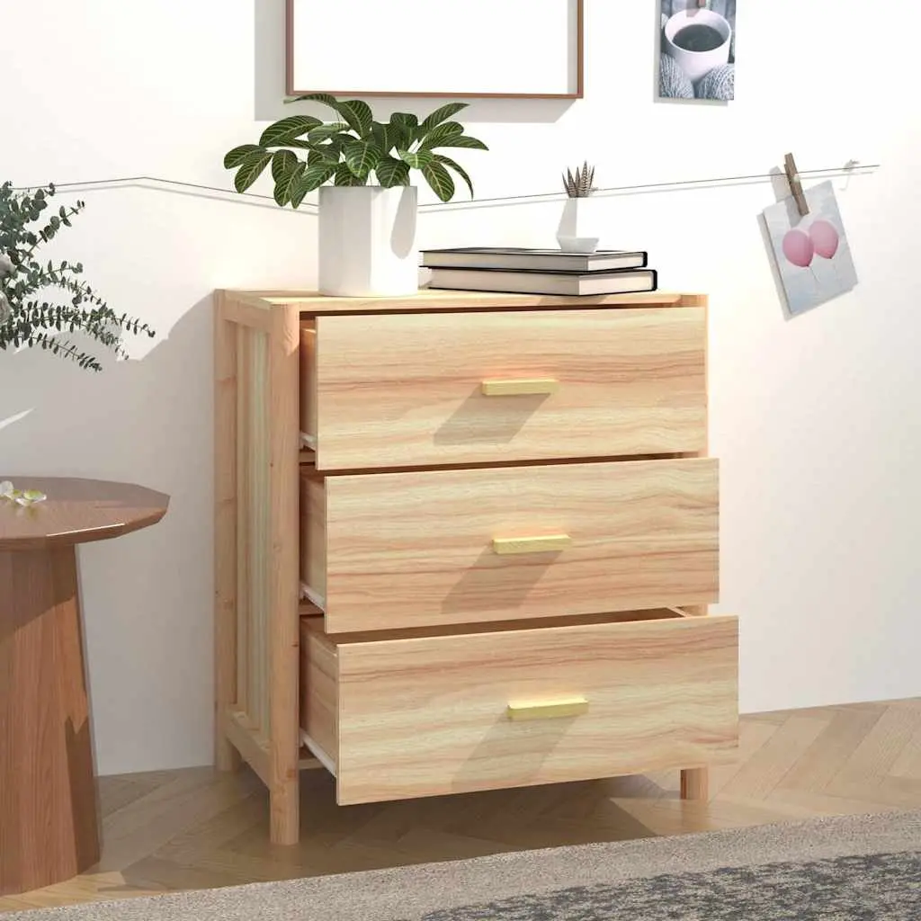 Brown Sideboard 62x38x70 cm with Solid Wood Leg
