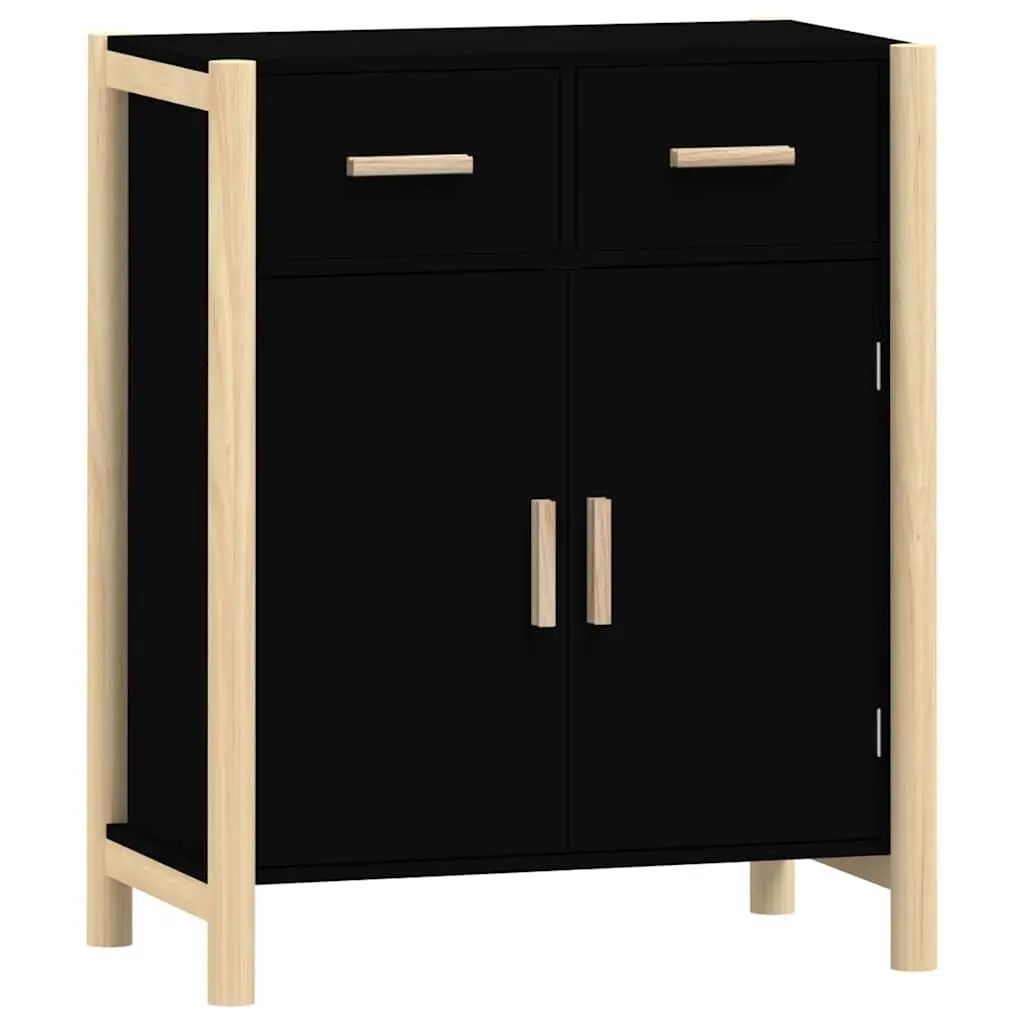 Black Sideboard Cabinet with Solid Wood Legs