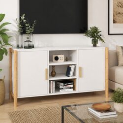 Sturdy White Sideboard 107x38x60cm Storage Cabinet