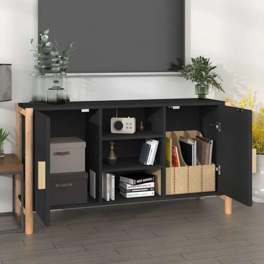 Black Storage Cabinet Sideboard with Solid Legs