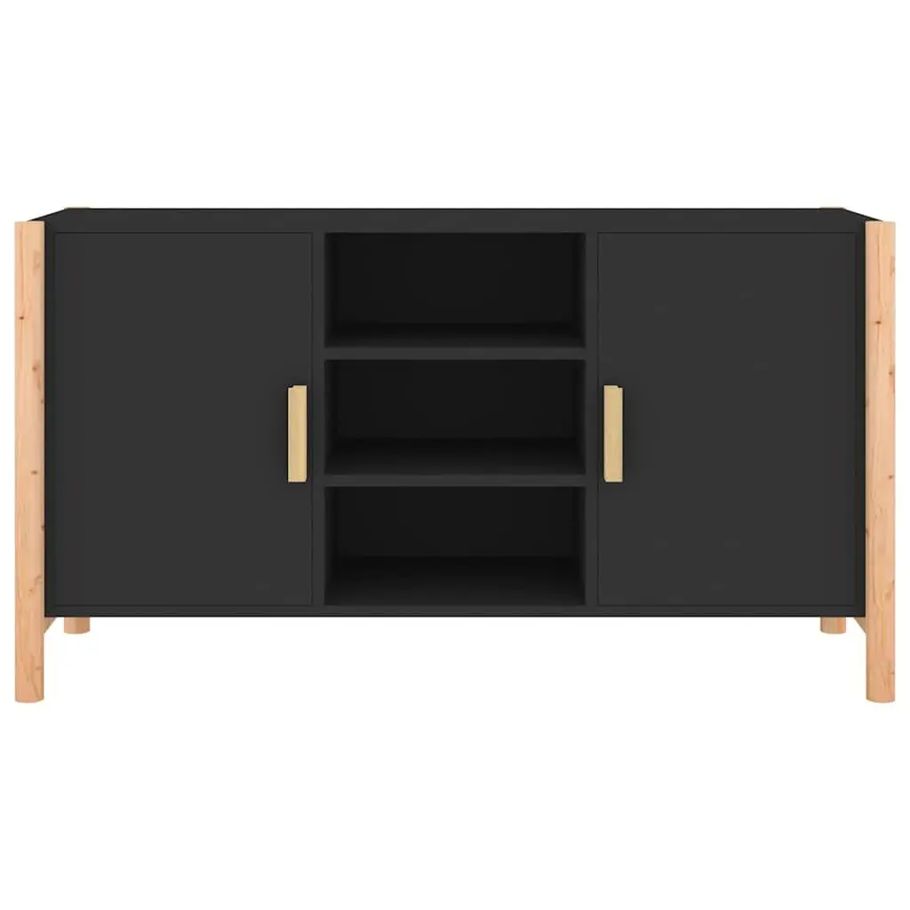 Black Storage Cabinet Sideboard with Solid Legs