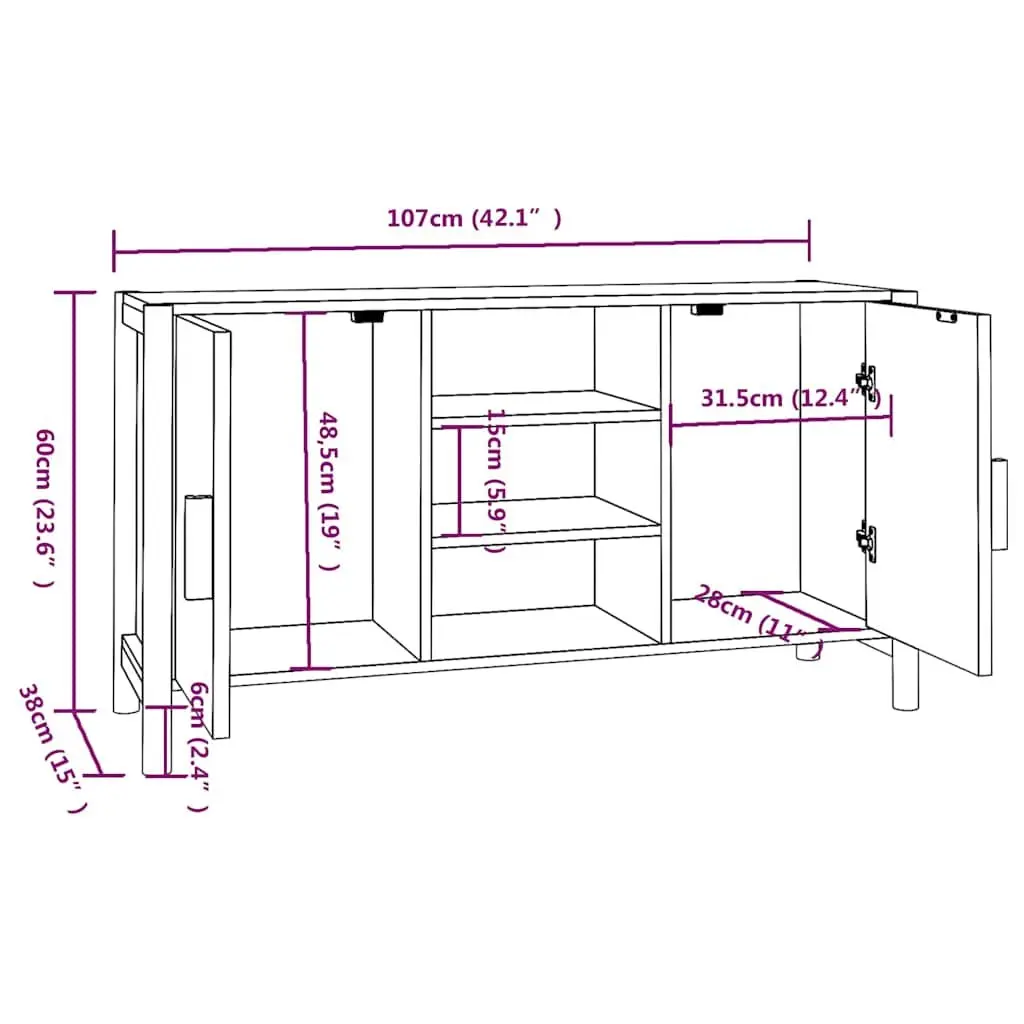Black Storage Cabinet Sideboard with Solid Legs