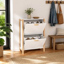 Elegant White Shoe Cabinet for Shoe Organization 57.5x33x80cm