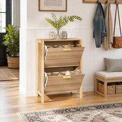 Durable Brown Engineered Wood Shoe Cabinet 57.5x33x80 cm