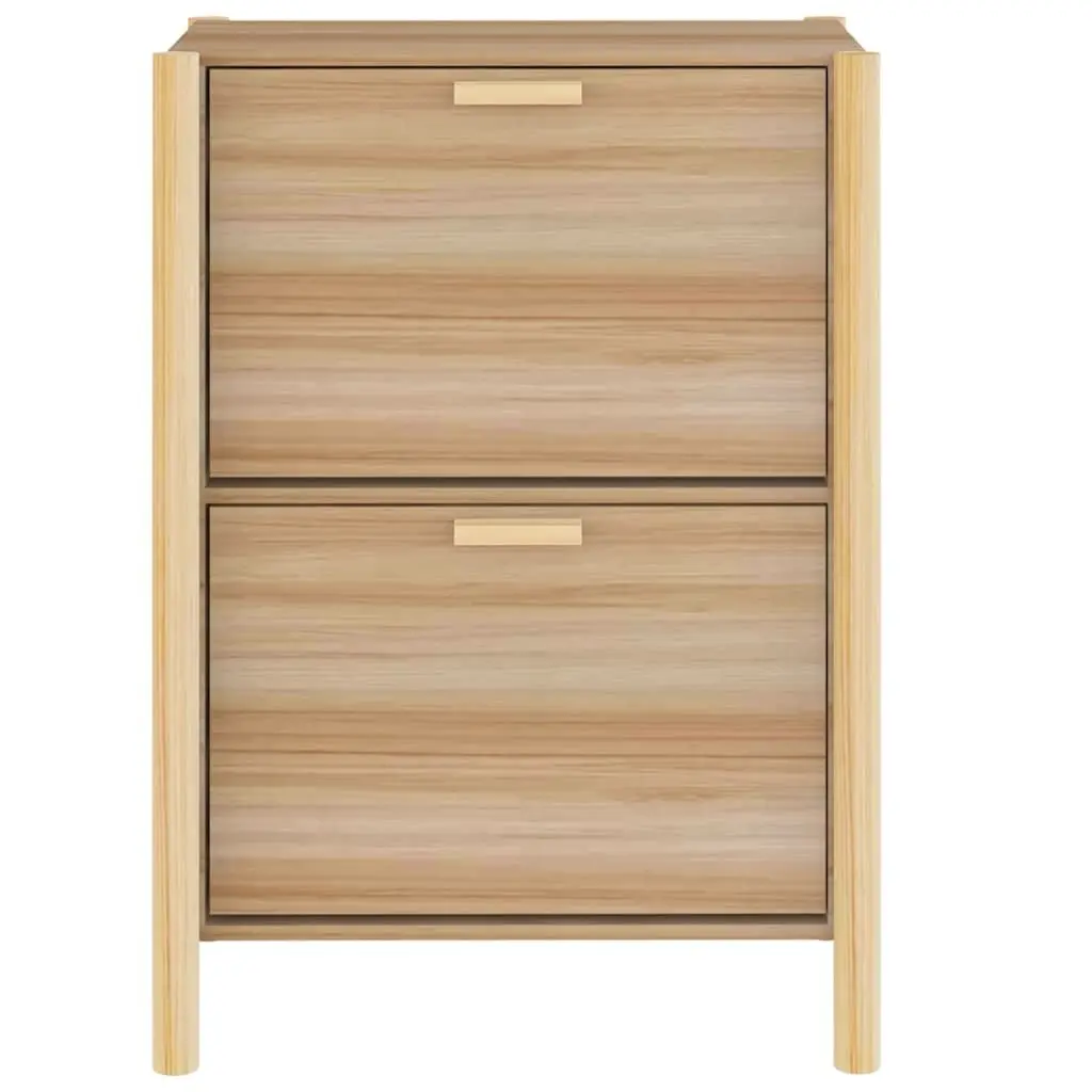 Shoe Storage Organiser Cabinet Brown Engineered Wood 80cm Height 57.5cm Width 33cm Depth