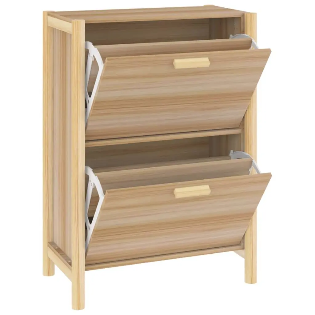 Shoe Storage Organiser Cabinet Brown Engineered Wood 80cm Height 57.5cm Width 33cm Depth