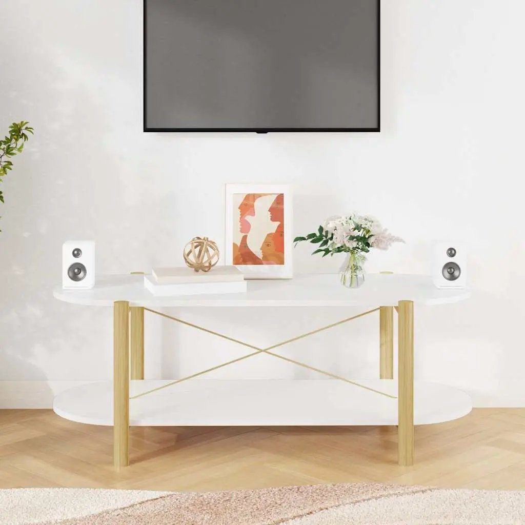 White Engineered Wood Coffee Table with Storage