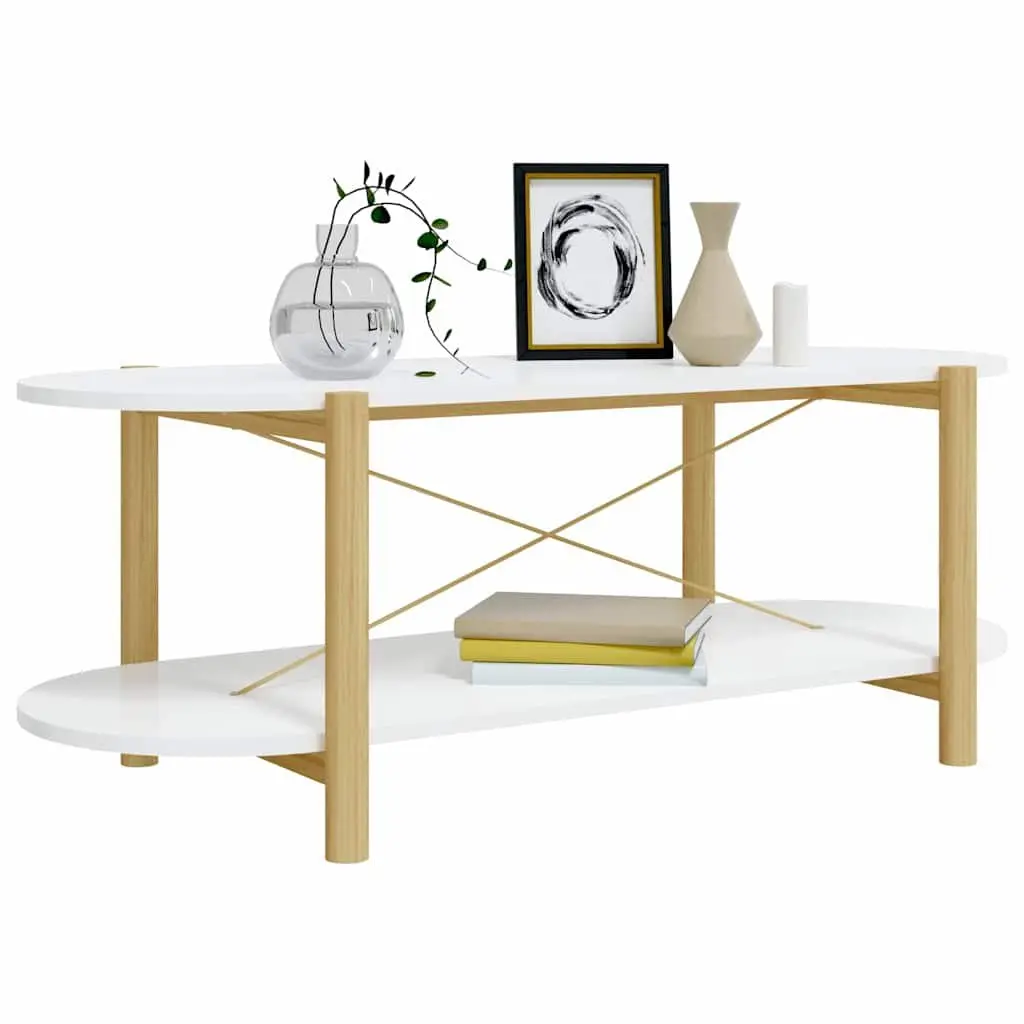 White Engineered Wood Coffee Table with Storage