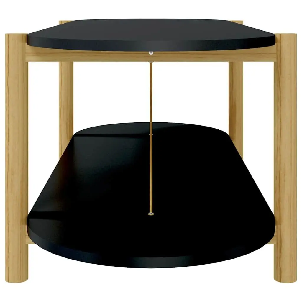 Black Coffee Table with Solid Wood Legs