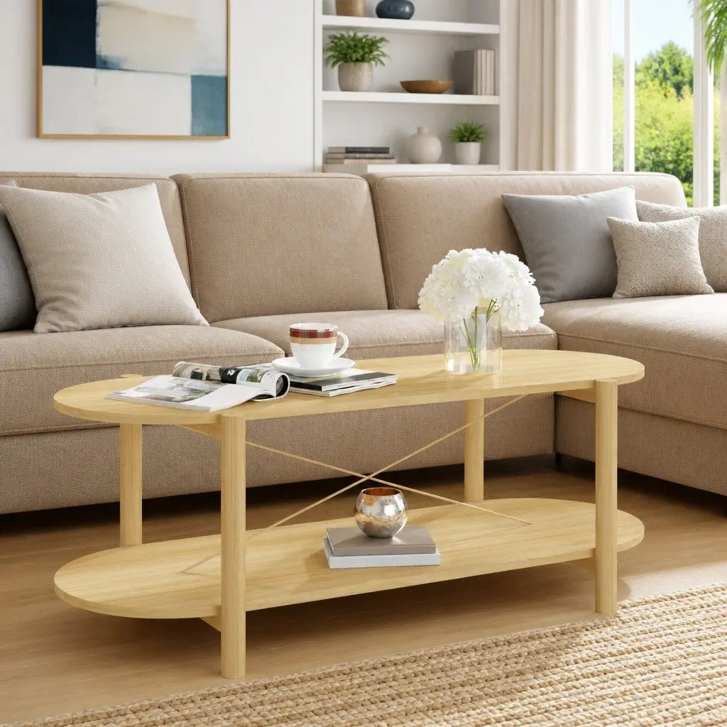 Brown Engineered Wood Coffee Table with Storage