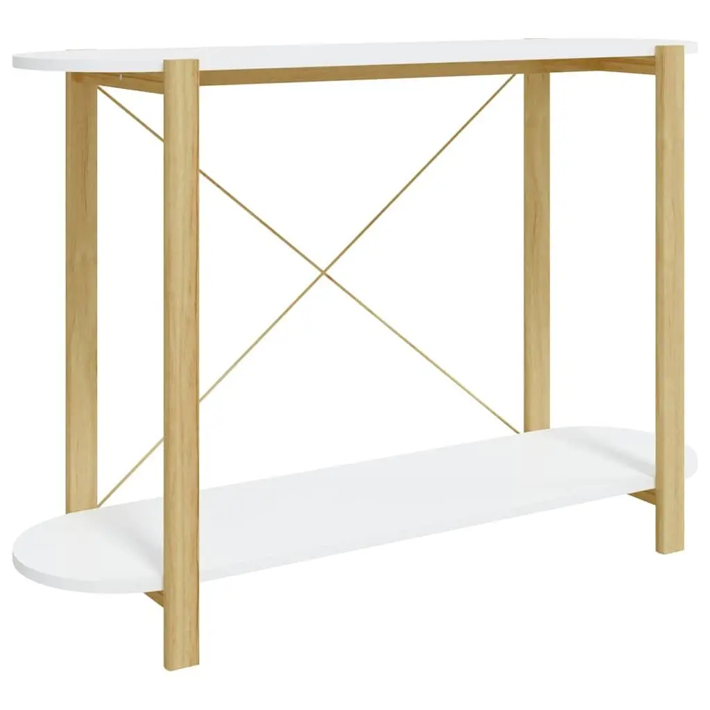 White Console Table with Engineered Wood and Storage