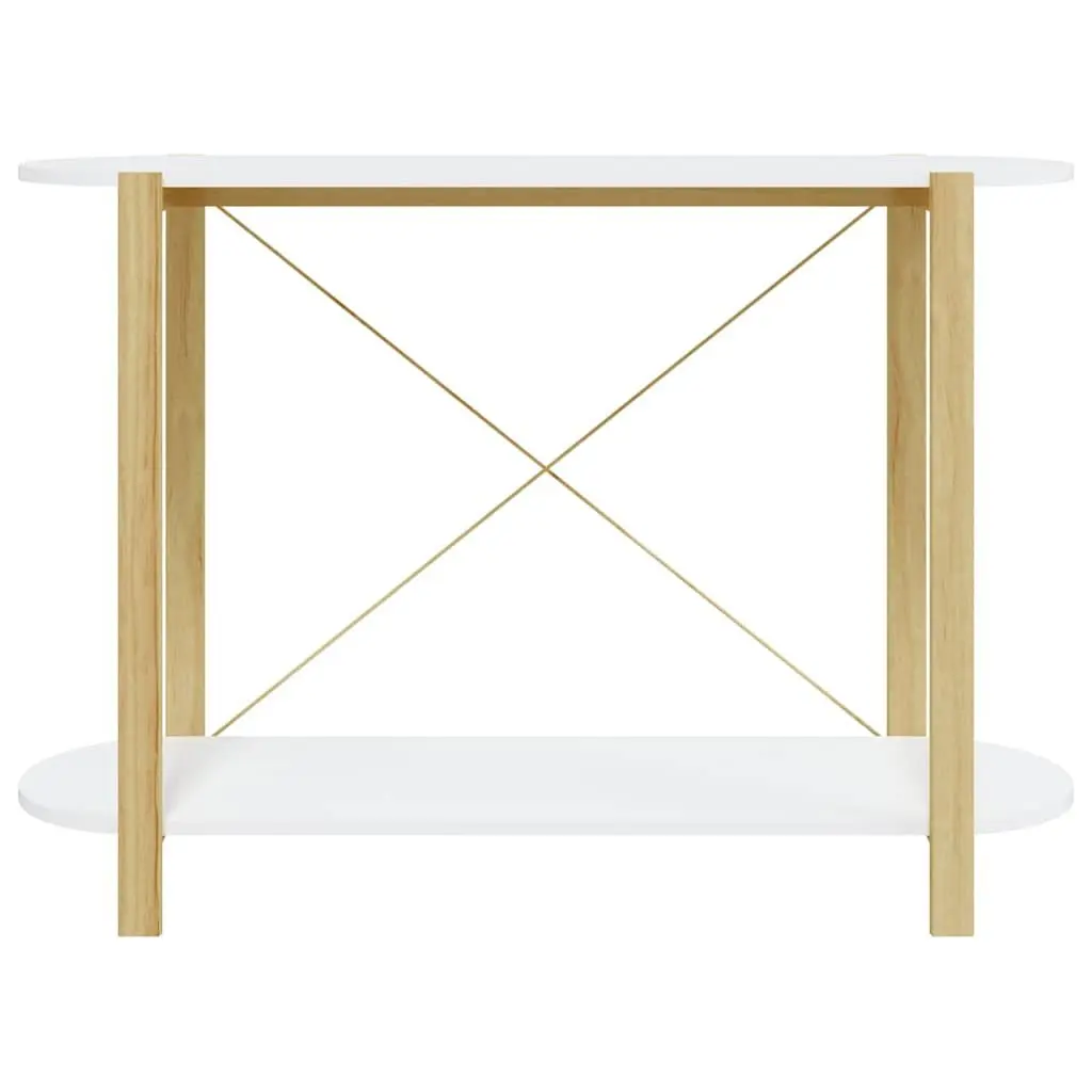 White Console Table with Engineered Wood and Storage