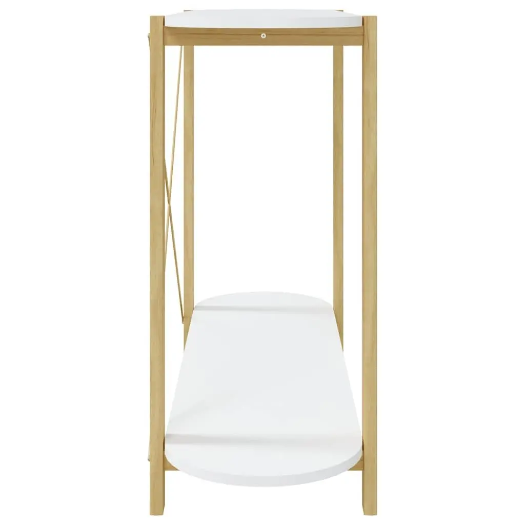 White Console Table with Engineered Wood and Storage