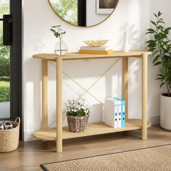 Durable Brown Console Table with Storage Cabinet