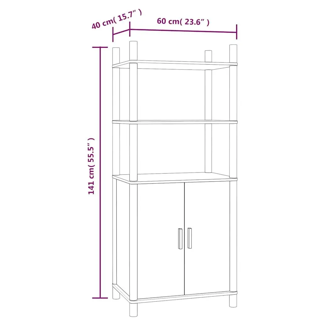 Highboard Storage Cabinet 60x40x141cm Brown