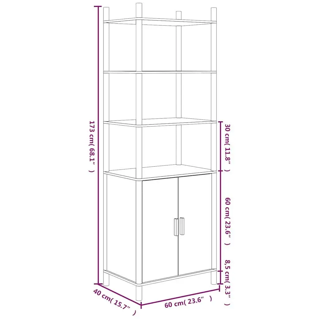 White Highboard Storage Cabinet 60x40x173cm