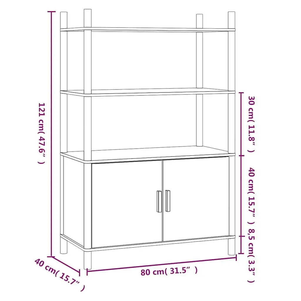 White Highboard Storage Cabinet with Solid Wood Legs