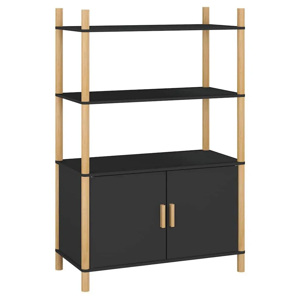 Highboard Storage Cabinet in Black Engineered Wood