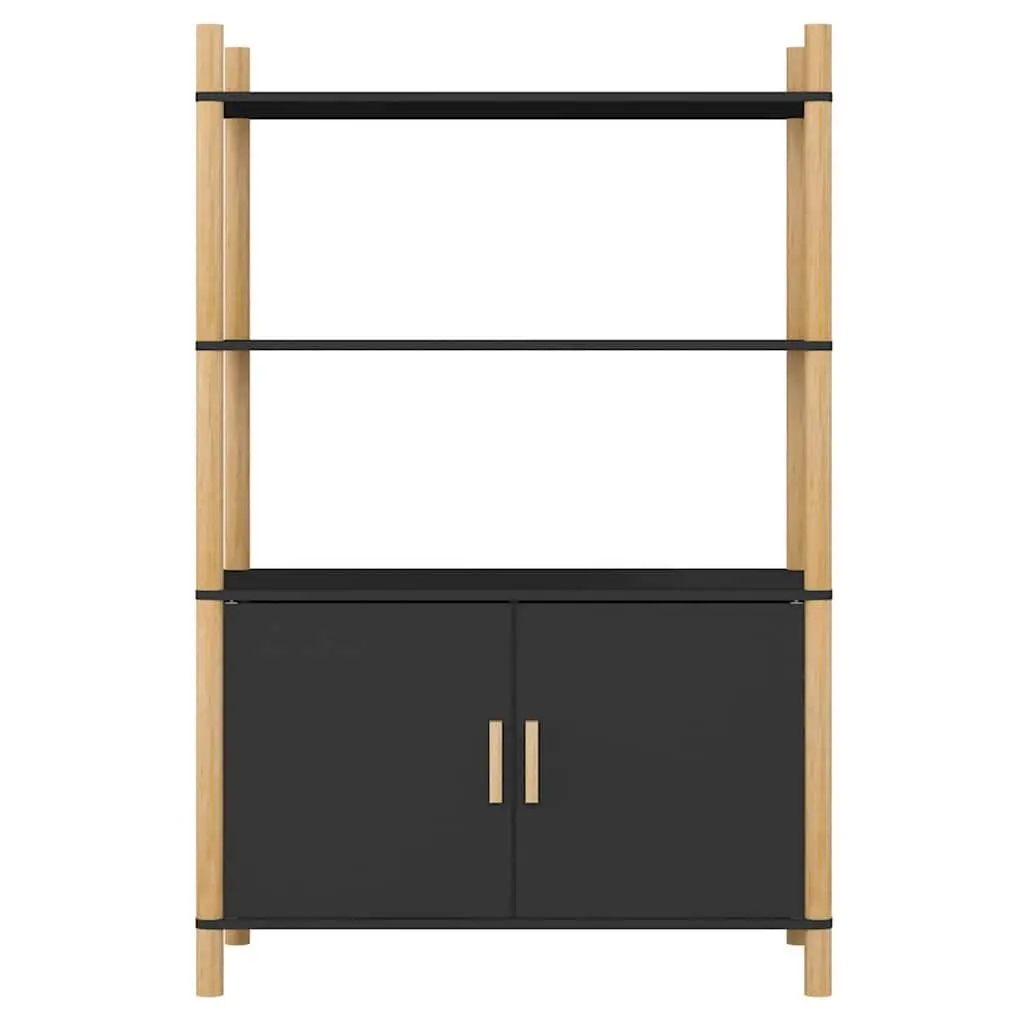 Highboard Storage Cabinet in Black Engineered Wood