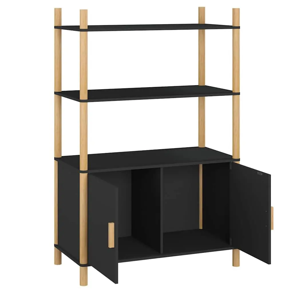 Highboard Storage Cabinet in Black Engineered Wood