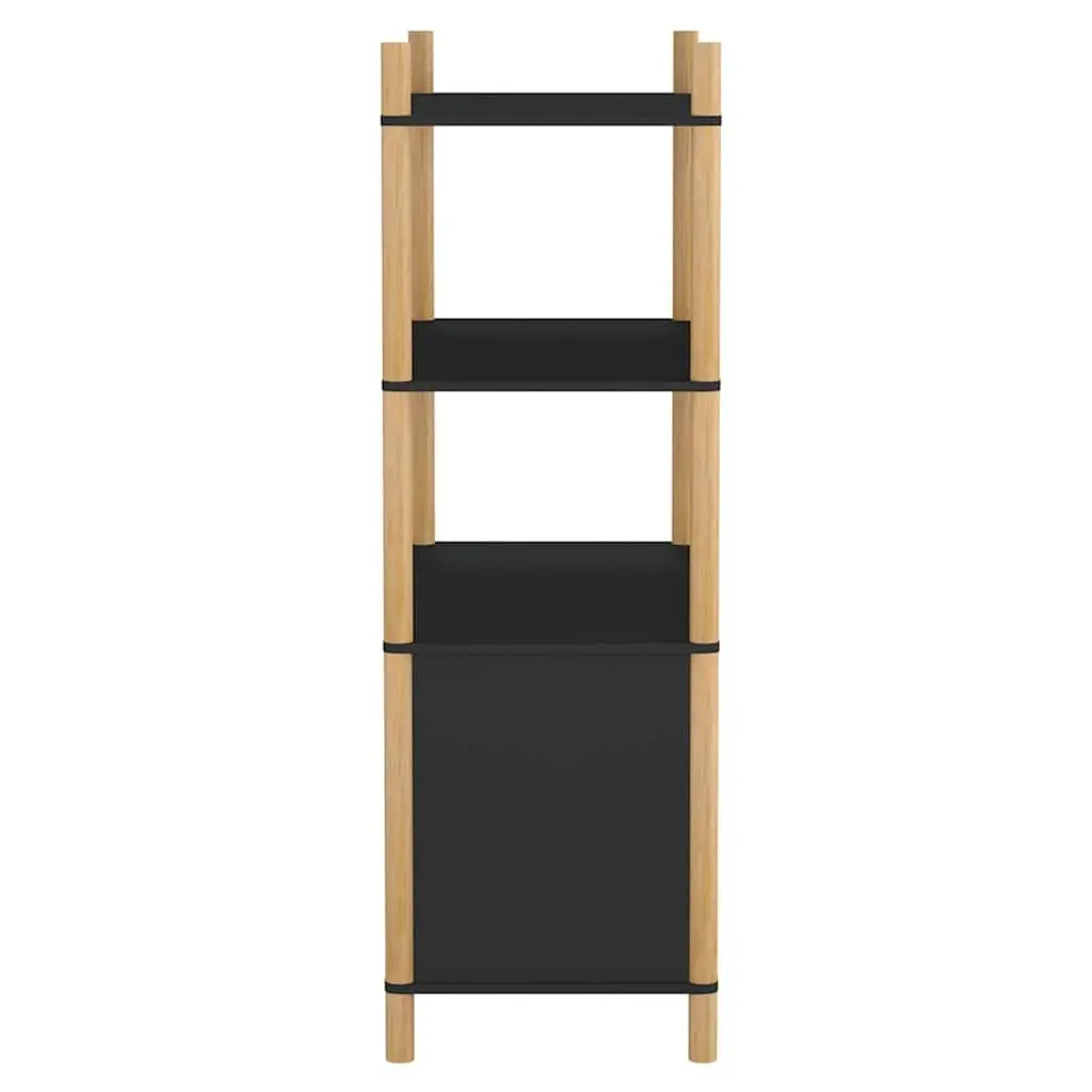 Highboard Storage Cabinet in Black Engineered Wood