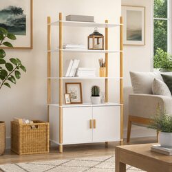 Durable White Highboard Storage Cabinet 80x40x153cm