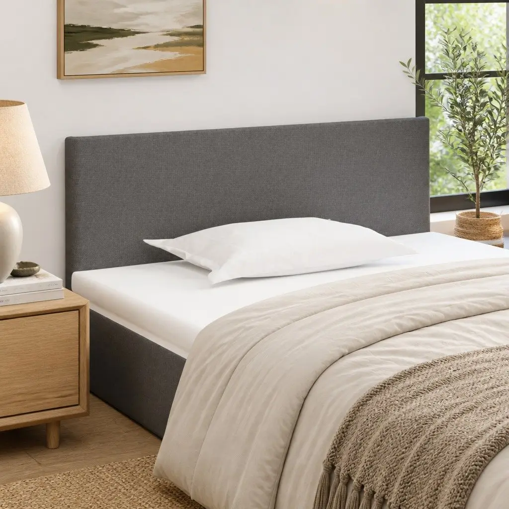 Dark Grey Fabric Headboard 100cm Adjustable Height