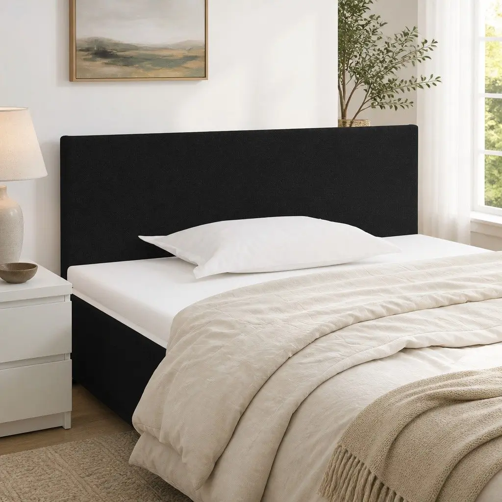 Adjustable Height Black Fabric Headboard 100cm