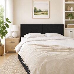 144cm Black Fabric Headboard with Adjustable Height