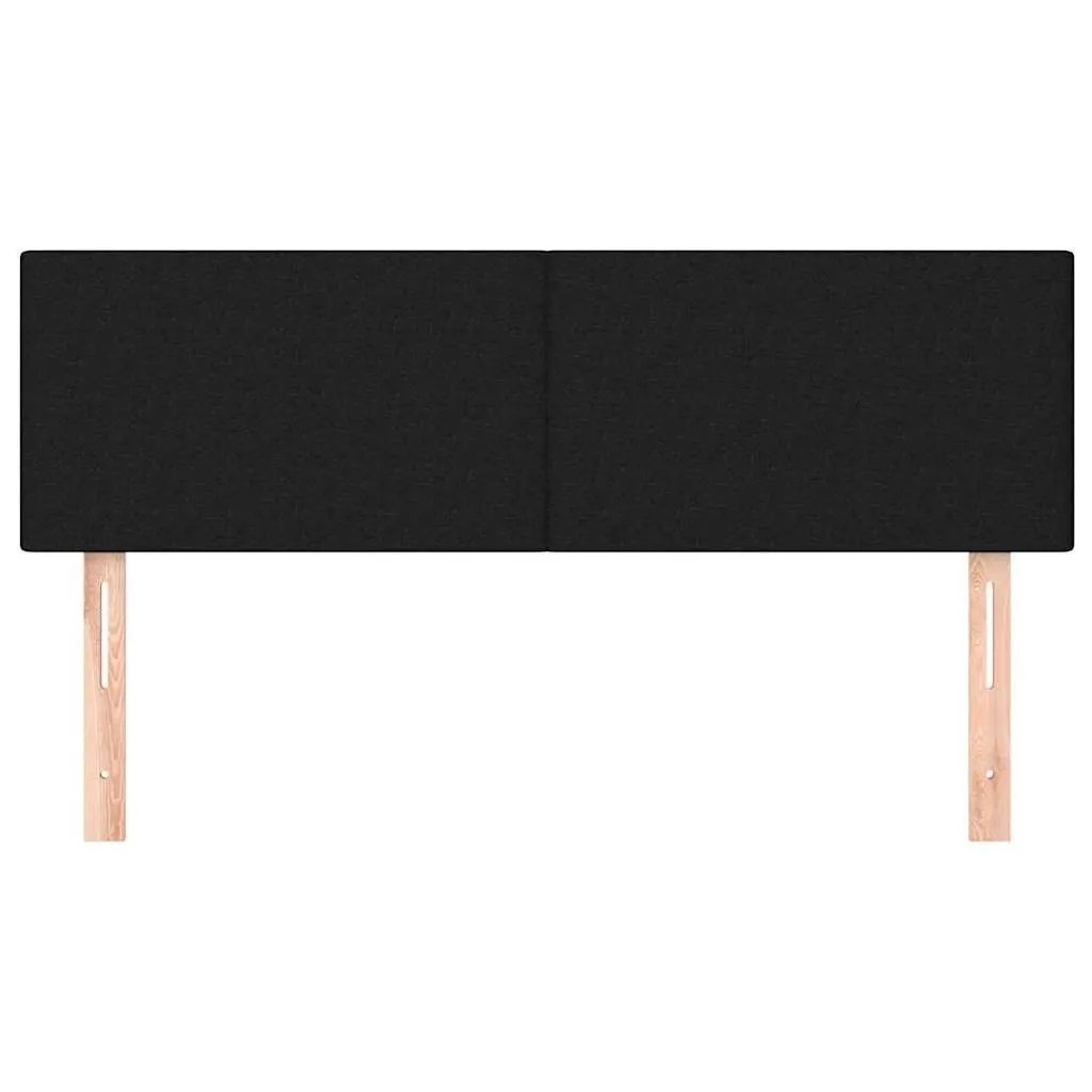 Adjustable Height Black Fabric Headboard 144cm with Wooden Legs for Bedroom