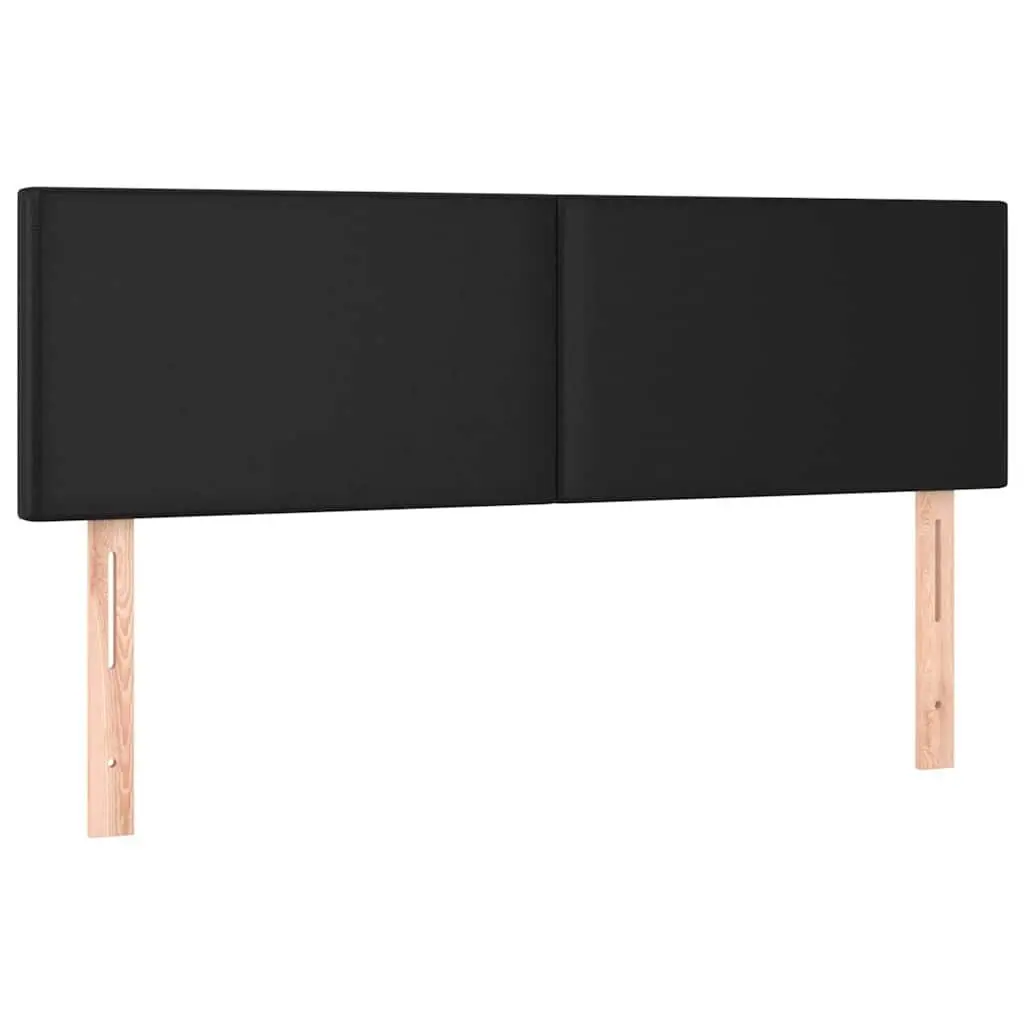 Headboard Faux Leather Black Adjustable Height Wooden Legs