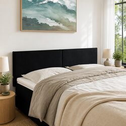 Black Velvet Headboard with Adjustable Height for Beds