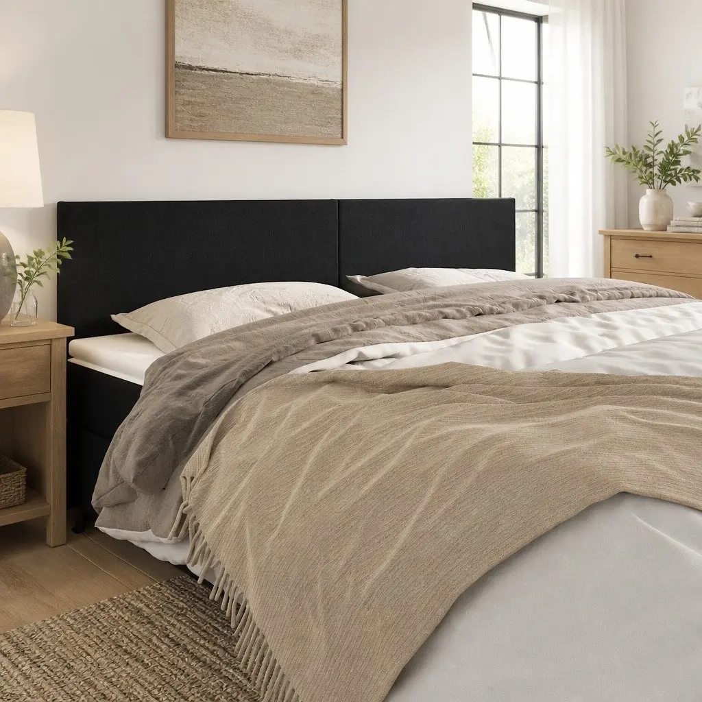 Black Velvet Bed Headboard Adjustable Height 160cm Backrest with Wooden Legs