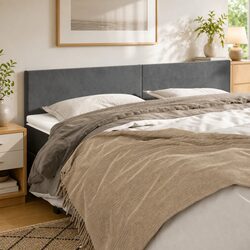 Stylish Grey Velvet Headboard 200cm with Wooden Legs