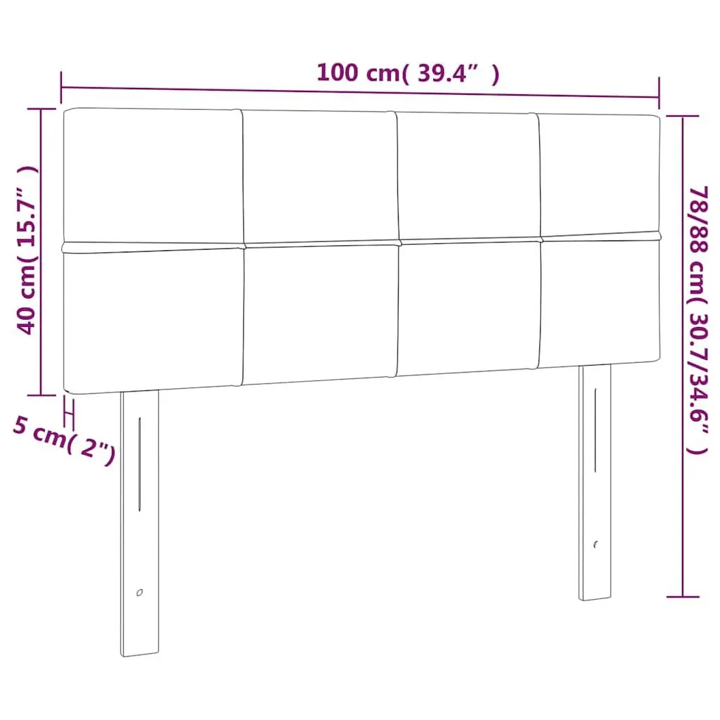 Headboard Fabric Black Adjustable Height Wooden Legs 100 x 5 x 78/88 cm