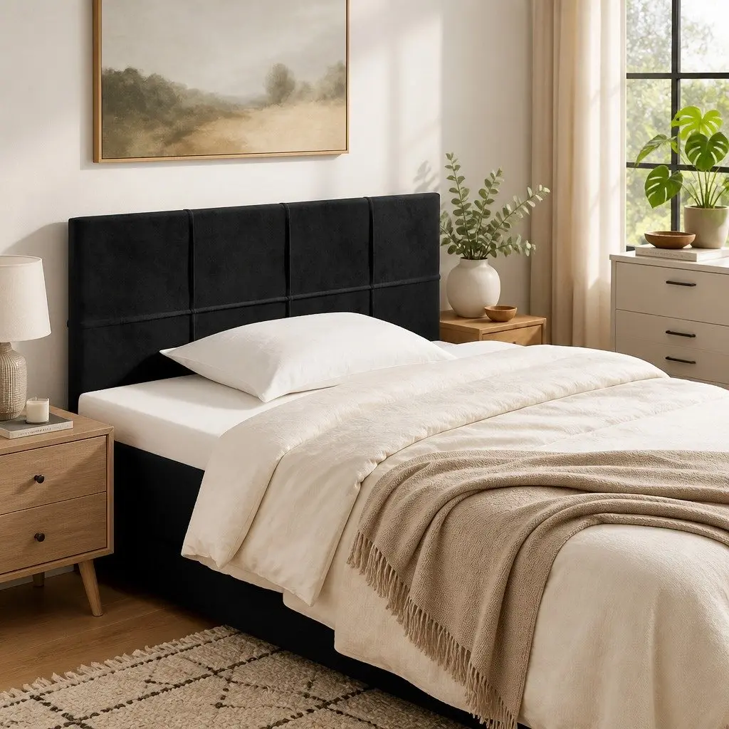 Black Velvet Headboard 100 cm for Bed Frames