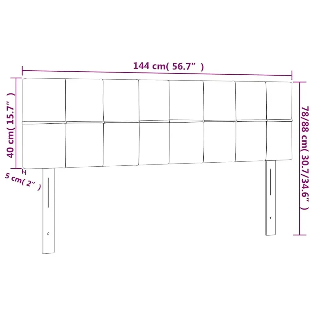 Fabric Headboard Black Adjustable Height Wooden Legs 144 x 5 x 78/88 cm