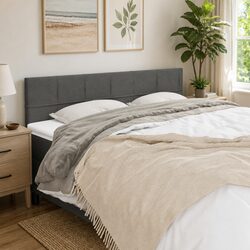 Headboard Grey 160x5x78/88 cm Fabric Bedroom Bed Cushion Back Support Adjustable